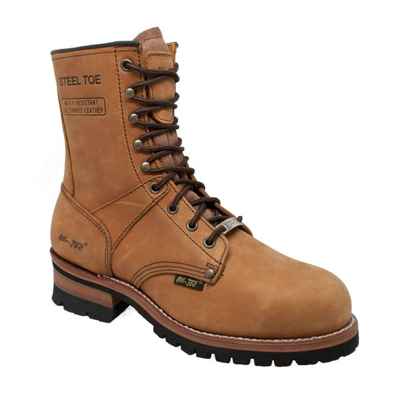 Men's 9" Steel Toe Logger Brown, Size - 11.5