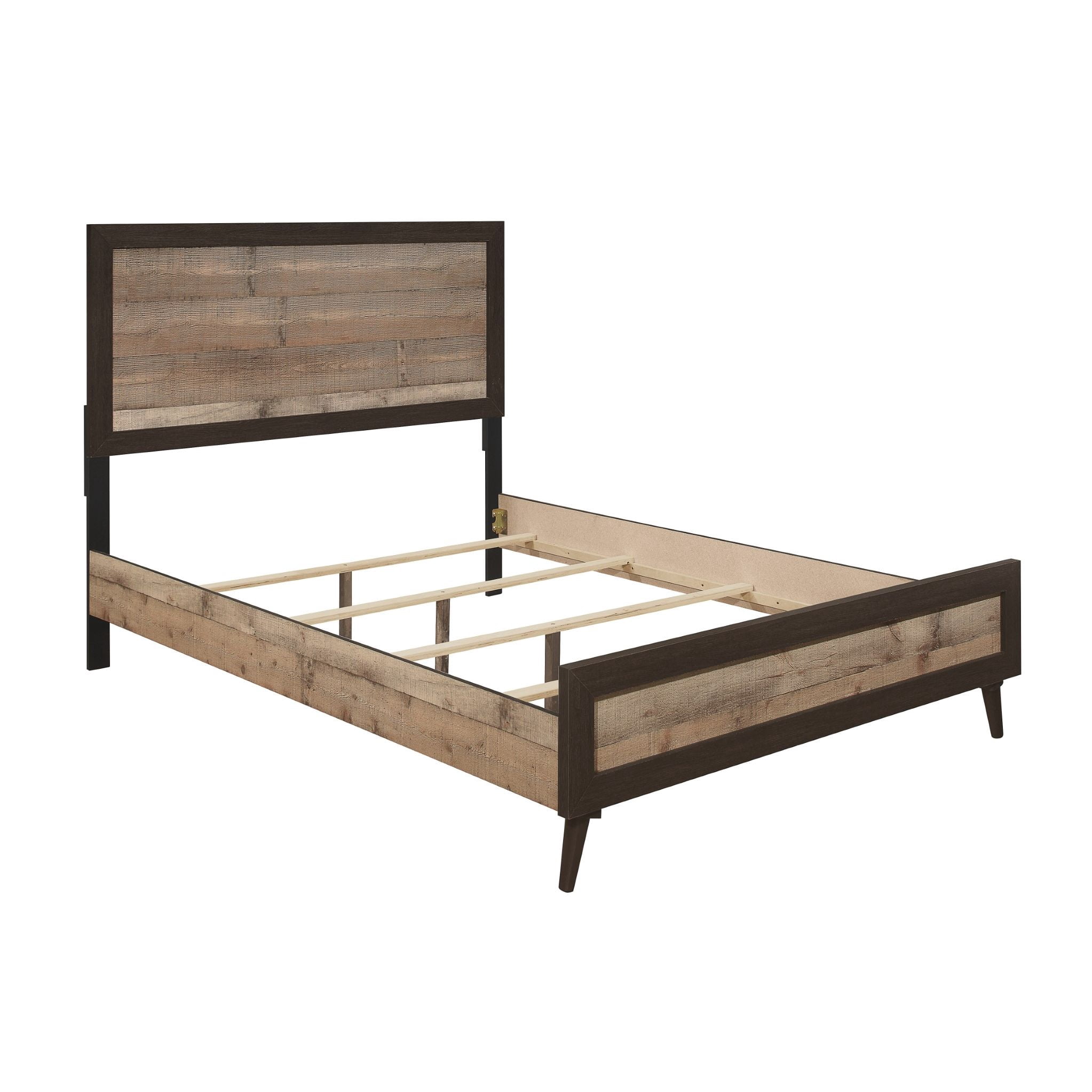 Home Design Janet Full Bed Frame with Wood Grain Panel Headboard and Footboard, Natural Oak, Easy assembly
