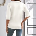 thumbnail image 7 of Women's Knit Polo Sweater, Notch V-Neck 3/4 Sleeve Lightweight Pullover Pullover for Casual Office Commute & Dating, White, XL, 7 of 7