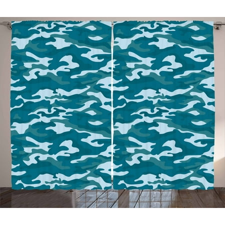 Camo Curtains 2 Panels Set Military Theme Camouflage In Oceanic Camo Curtains 2 Panels Set Military Theme Camouflage In Oceanic Colors Sea Water Inspired Window Ds For Living Room Bedroom