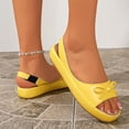 thumbnail image 5 of Elegant Women Peep Toe Flat Sandals Summer Solid Color Bow Accent Lightweight Slip on Casual Outdoor Dress Shoes Yellow 9.5(43), 5 of 9