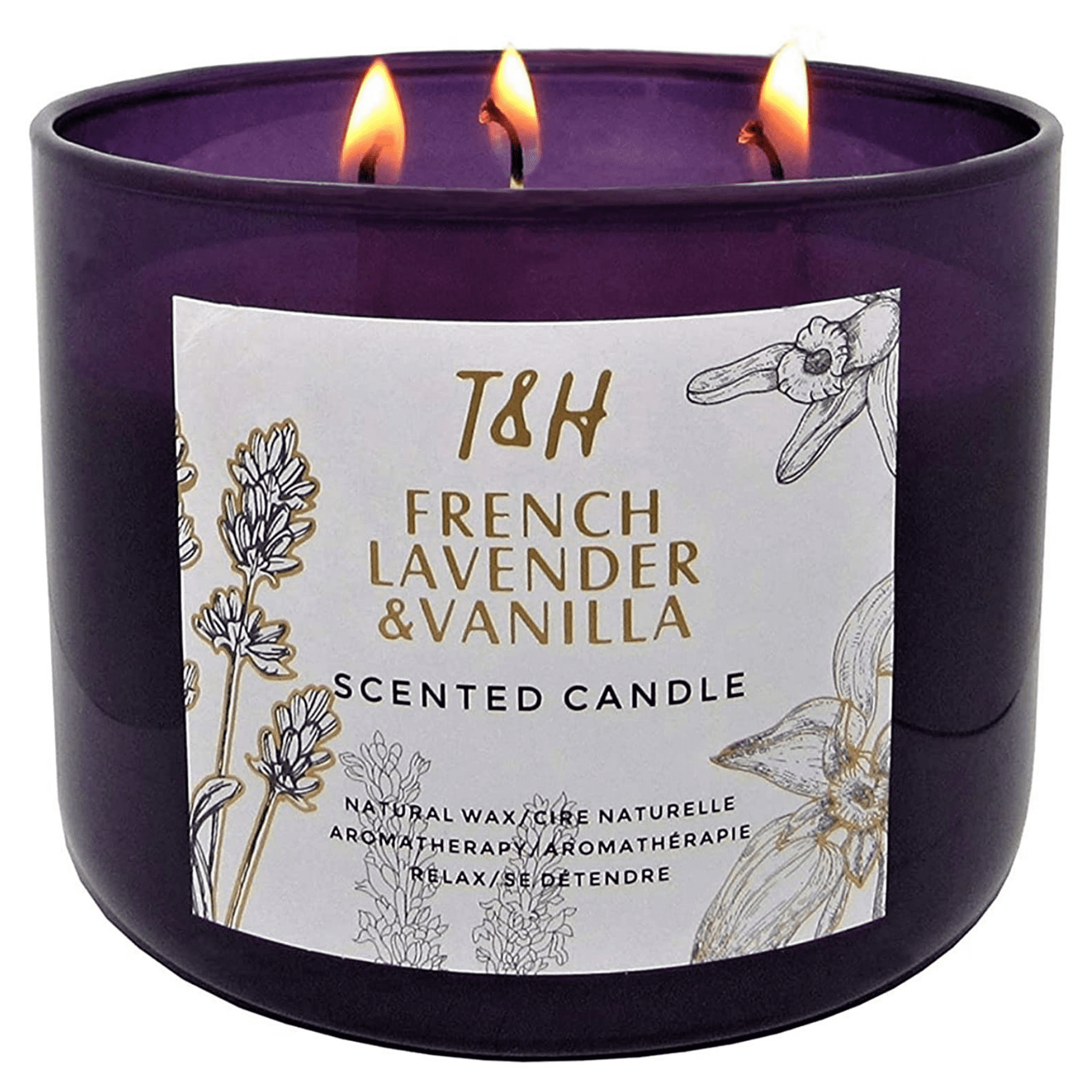 fresh lavender and vanilla amethyst infused candle Sleep