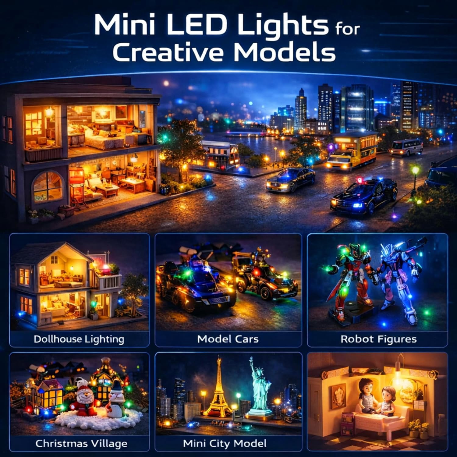 Mini LED Lights 10 Pack, Battery Powered Spot Lamps with Batteries, Micro Lights for DIY Crafts, Models, Display Case, Decorative Lighting,Warm White