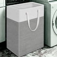 thumbnail image 4 of 4-Pack Extra Large Laundry Basket, Waterproof, Freestanding Laundry Hamper, Collapsible Tall Clothes Hamper with Extended Handles for Clothes Toys, 100L/26.42 gal,Gray & White Blocks, 4 of 7