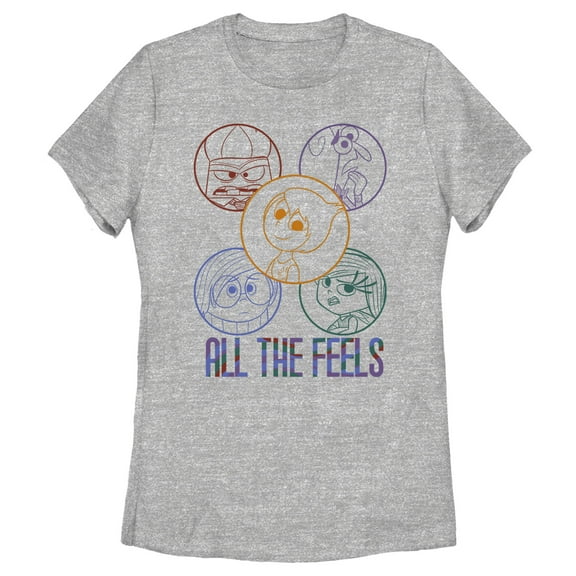 Women's Inside Out All the Feels Emotions Outline  Graphic T-Shirt