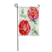 NUDECOR Wildflower Rosa Fleur à l'aquarelle Nom complet du drapeau de jardin Drapeau décoratif Maison Bannière 28 x 40 pouces