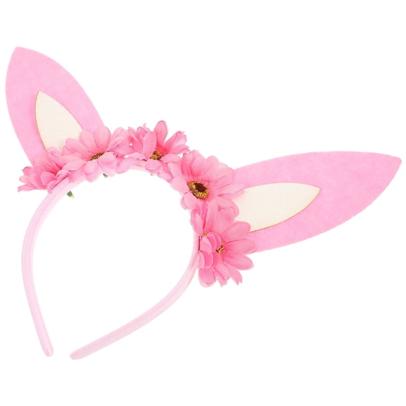 LOLIPPYY bunny ears headbands Headband Pink Felt 1Pcs with Flower Decor