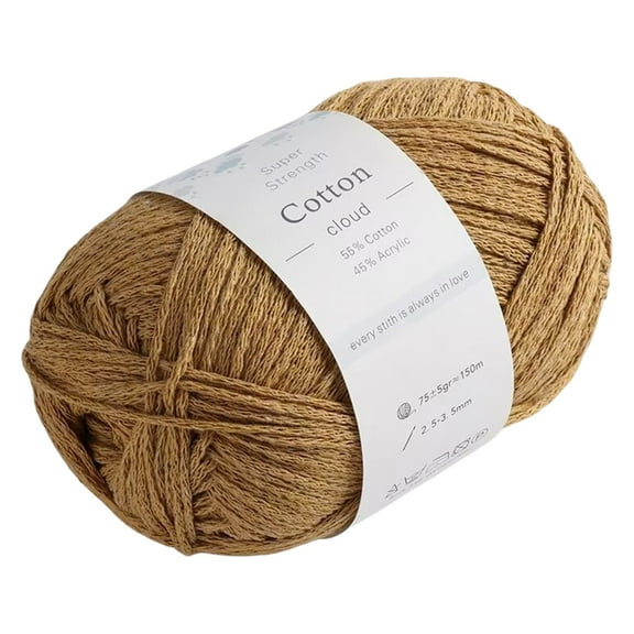 118 Yds Cotton to The Core Cotton Yarn for Crocheting，Free Patterns，Beginners Friendly - Soft Baby Yarn for Knitting - 3 DK Light Worsted Weight - Butterscotch Brown