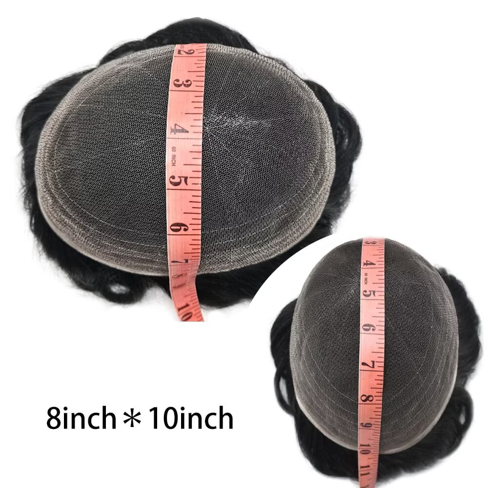 LYRICAL HAIR Mens Wigs Lace Front Toupee Hair for Men Thin Skin Men's Hairpiece Bleached Knot 7X10 #1B