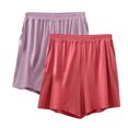 thumbnail image 2 of Tranfacy Shorts de Course pour Femmes, Shorts de Gym pour Femmes, 2 Pcs Shorts d'Été Élastiques Taille Fine Style Décontracté Pyjamas Amples Pantalons de Maison, 2 of 3