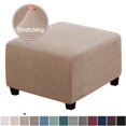 thumbnail image 2 of SUTENGDA Square Ottoman Cover Soft  Stretch Jacquard Ottoman Slipcovers Waterproof Non Slip Footstool Protect With Elastic Bottom Machine Washable-Primary color, 2 of 7