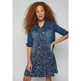 thumbnail image 3 of ellos Women's Plus Size Short Sleeve A-Line Knit Dress - 26/28, Navy Print, 3 of 4