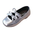 thumbnail image 2 of YHAJDS Girls Bow Flats Solid Color Slip On Dance Performance Princess Shoes, 2 of 5