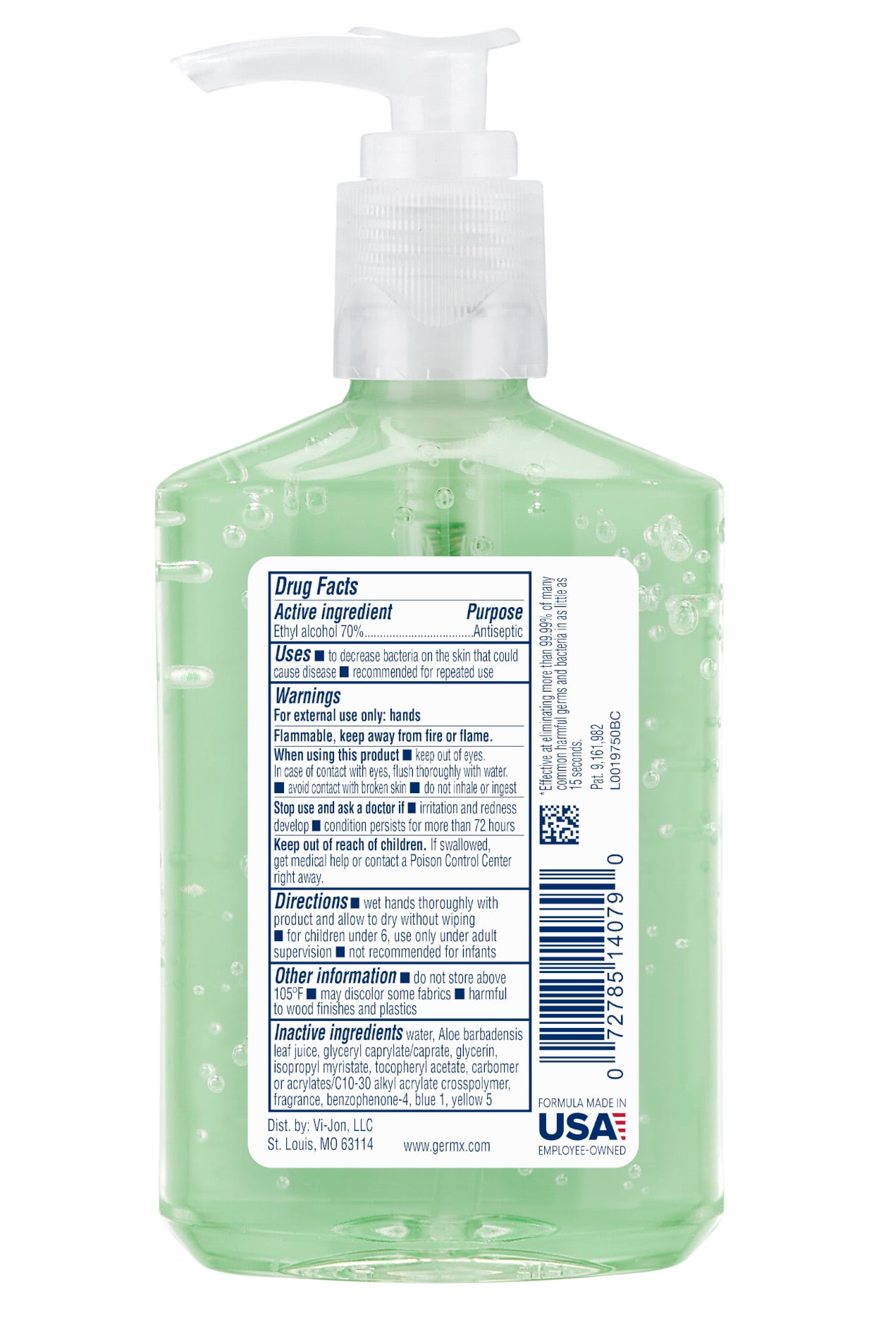 Germ-X Advanced Gel Hand Sanitizer with Aloe with Pump, 8 fl oz