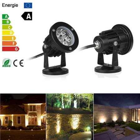 

cusimax 5W LED Lawn Garden Flood Light Yard Patio Path Spotlight Lamp with Base Waterproof Cool White AC/DC 12V