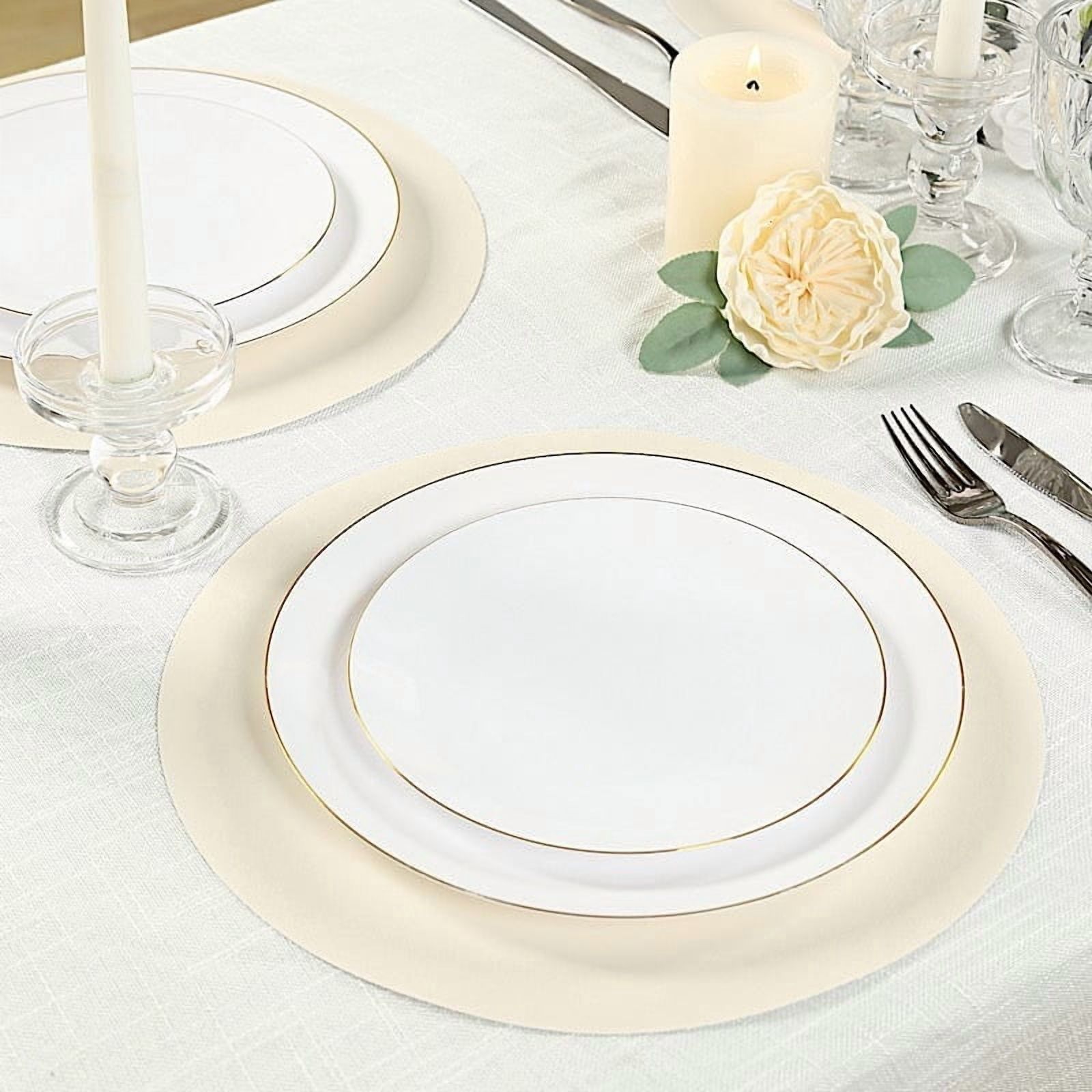 BalsaCircle 50 Round 13 in Pearl White Disposable Paper Table Placemats Party Events Decorations Supplies