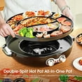 thumbnail image 2 of Hot Pot with Grill, 2000W 2 in 1 Electric Hot Pot Grill Cooker with Dual Temperature Control for 1-8 People, Multi-function Smokeless Shabu Korean BBQ Grill for Simmer, Boil, Fry, Roast, 2 of 6