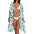 thumbnail image 3 of HELLHERO Polyester Bathing Suit Cover Up for Summer Long Free Size Long Kimono Cover Ups for Swimwear Women Fruit Floral Pattern, 3 of 6