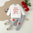 thumbnail image 2 of MUXiin Toddler Boys Valentine's Day Winter Long Sleeve Letter Prints Tops Pants 2PCS Outfits Clothes Set Back To School Fashion, 2 of 8