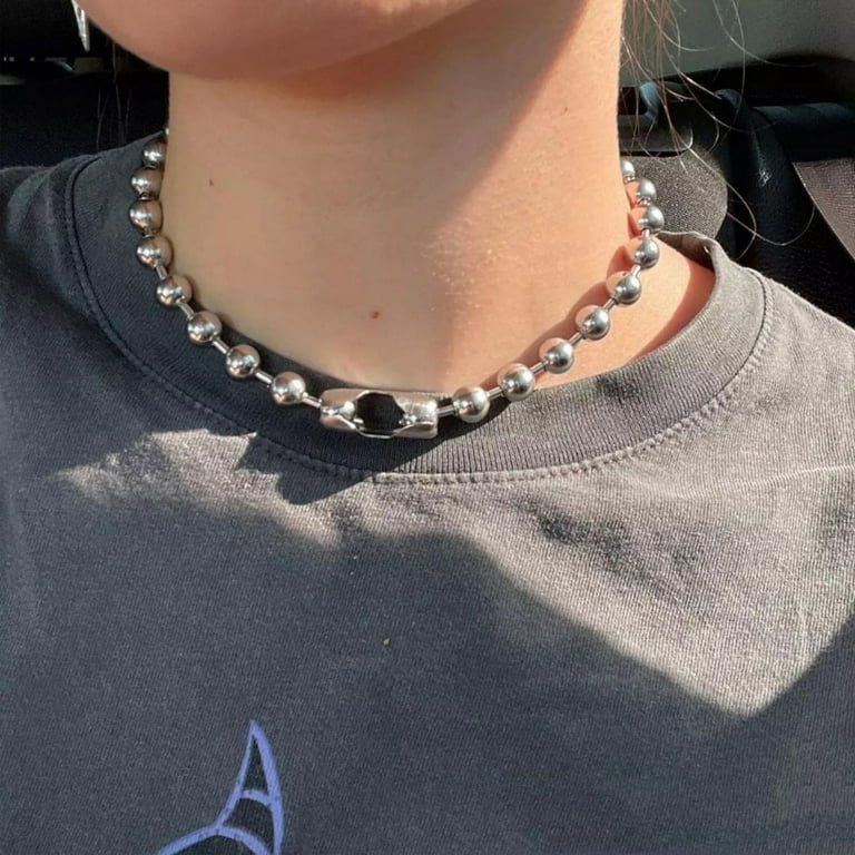 TINYSOME Women Choker Big Ball Punk Jewelry 7.5mm Alloy Bead Clavicle Chain Ball Necklace