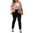 thumbnail image 3 of Agnes Orinda Women's Plus Size Valentines Day Cardigans Open Front 3/4 Bell Sleeves Sheer Lace Cover Up 4X Pink, 3 of 7