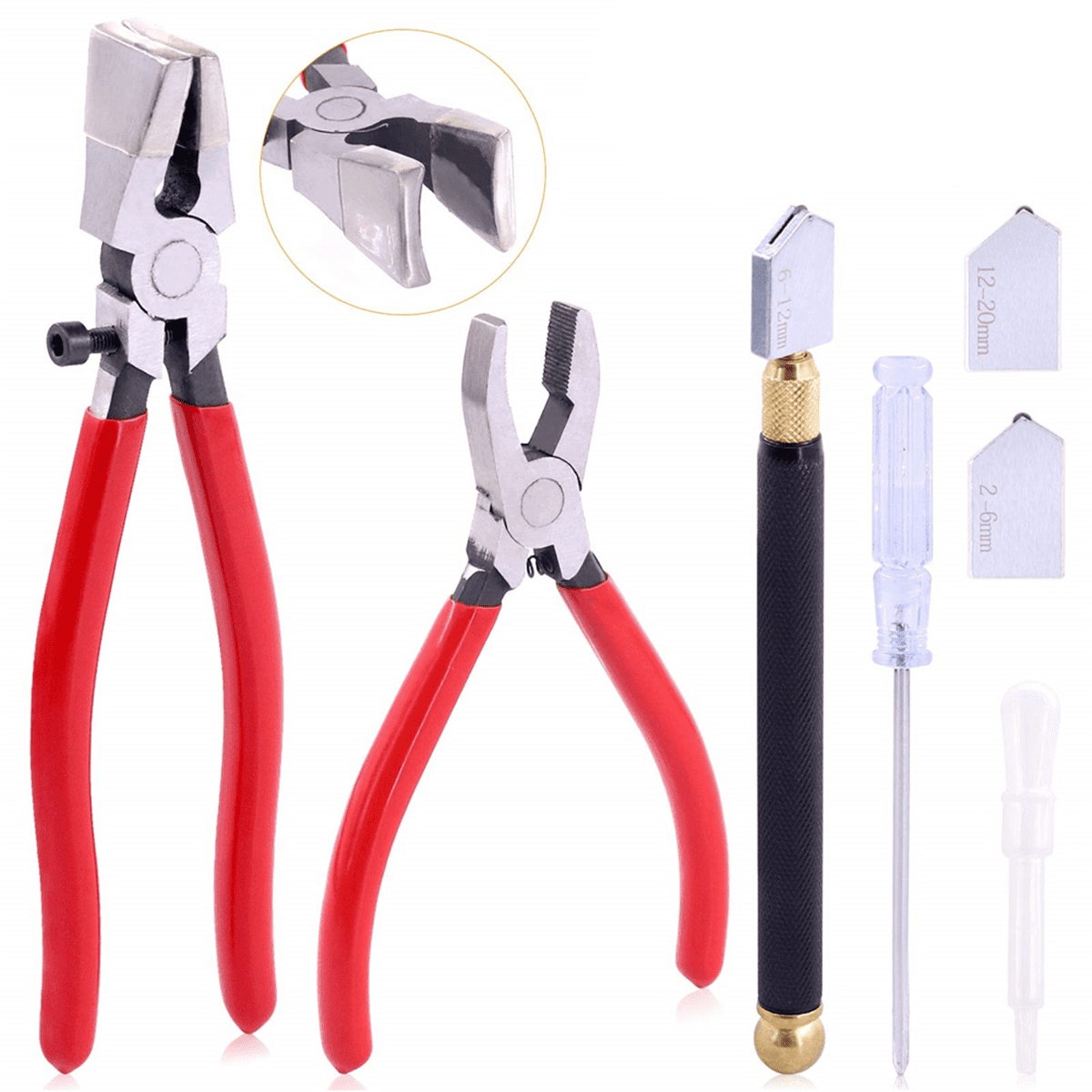 Glass Running Breaker and Cutting Tool Set, Heavy Duty Glass Cutting Tools, for Stained Glass,Mosaic Cutting Pliers Tool