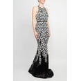 thumbnail image 2 of Alberto Makali Halter Neck Open Back Mermaid Godet Embroidered Mesh Dress-BLACK WHITE / 10, 2 of 4