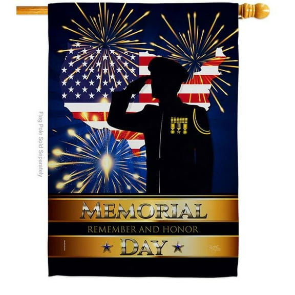 Breeze Decor H111097-BO 28 x 40 in. Honor Patriotic American Memorial Day Vertical House Flag with Double-Sided Decorative Banner Garden Yard Gift