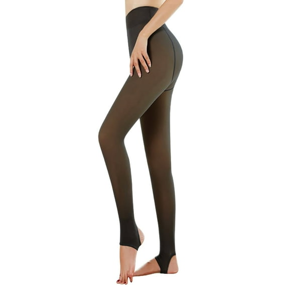 SEARCHI Autumn Winter Warm Insulated Tights Women Leggings Elastic Thin All-- Pantyhose Fleece Tights High Waist Thermal Leggings Pantyhose Skin-Transparent
