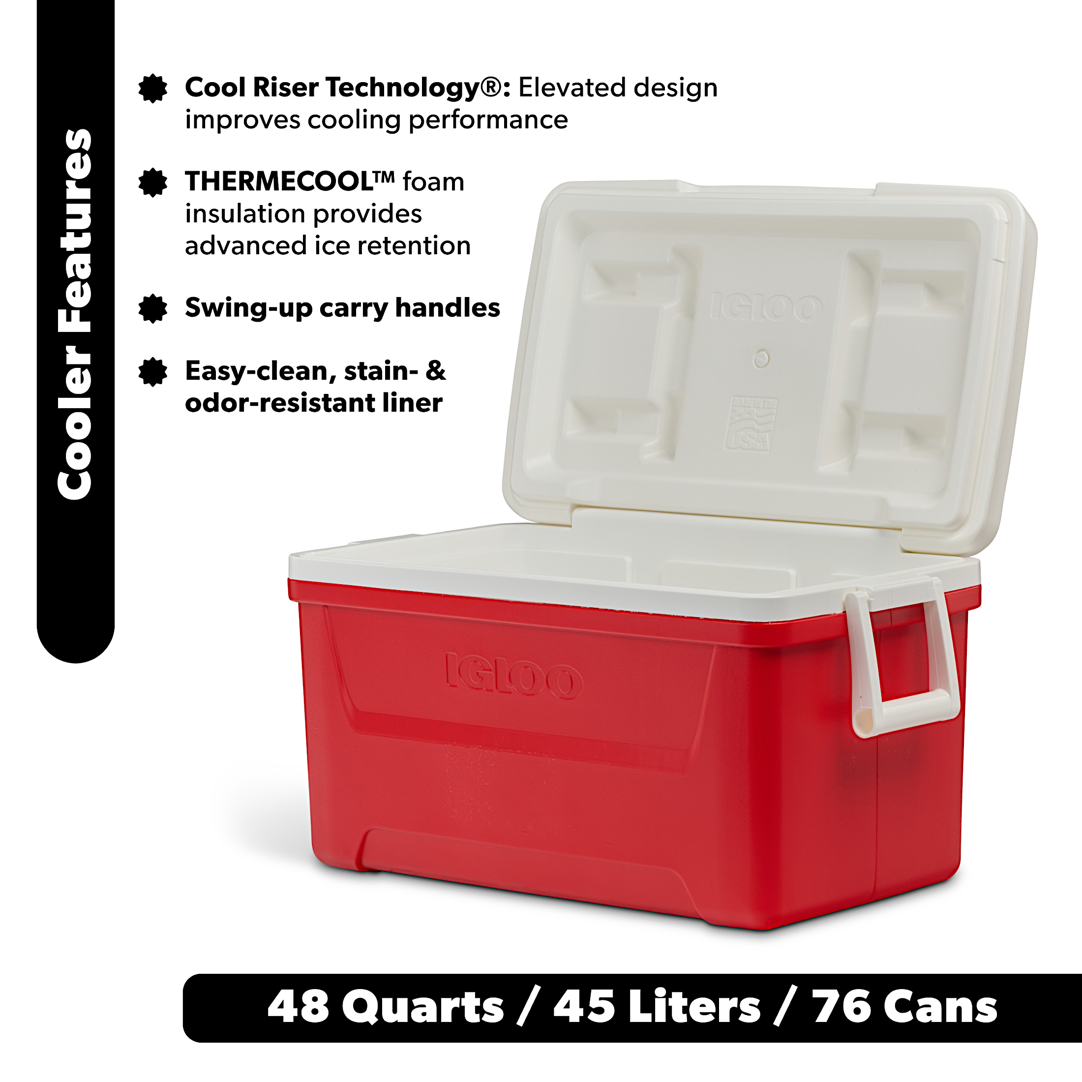 Igloo Laguna 48qt Hard Sided Ice Chest Cooler Red photo 2