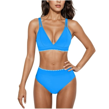 BSDJILFG Two-Piece Bikini Sets for Women Summer 2025 Push Up Swimsuit with Adjustable Strap High Waisted Cheeky Underwear Savings