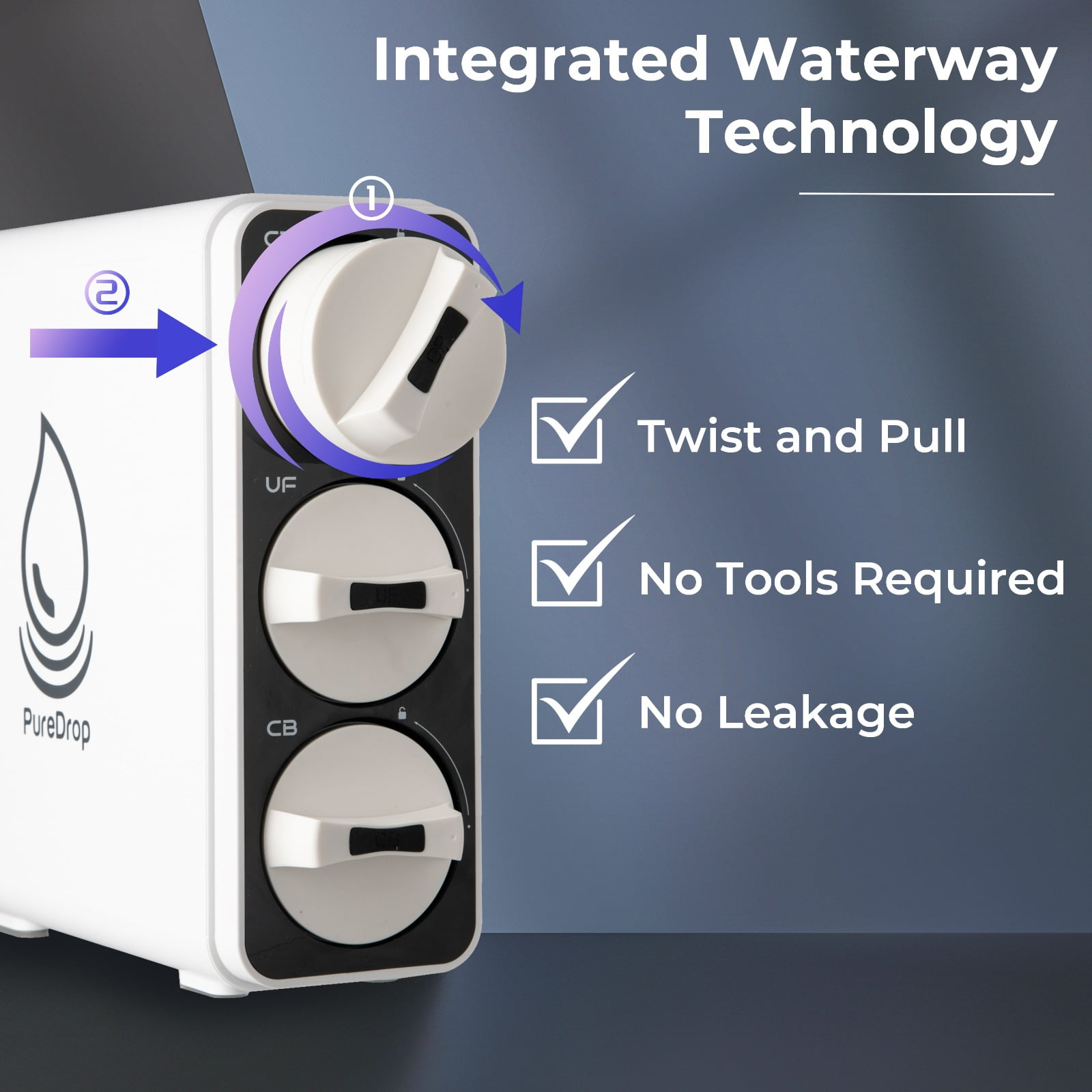 PureDrop PDR-3CUW 0.01μm Ultra-Filtration Under Sink Water Filter System, Tankless 3-Stage Compact Undersink Water Filtration, Removes Chlorine, Bad Taste & Odor, No Waste Water