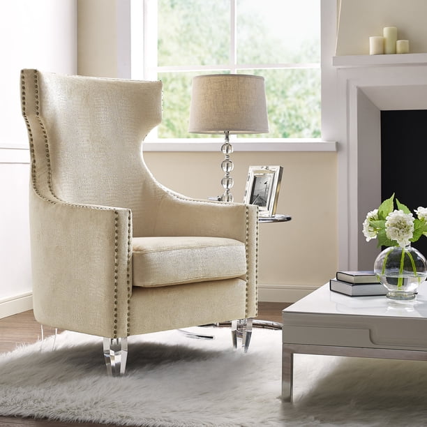 TOV Furniture Gramercy Velvet Wing Chair - Gold Croc - Walmart.com