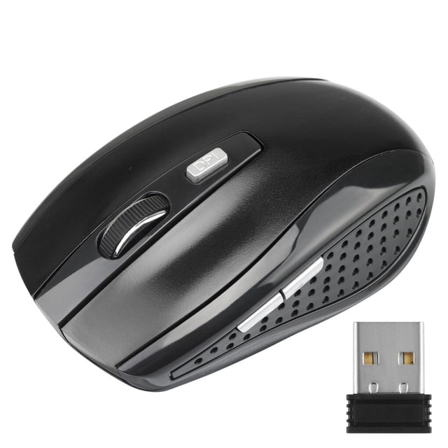 Computer 2.4Ghz Wireless Optical Mouse with USB Receiver 6 Buttons Gaming Mice 800/1200/1600DPI Desktop PC Laptop Accessories Black