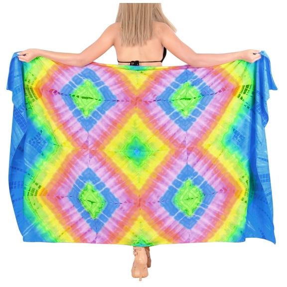HAPPY BAY Women's Beachwear Summer Bikini Wraps Beach Wrap Sarong Skirt Swimsuit Swimwear Coverups Bathing Suit Swim Cover ups for Womens One Size Pastel, Tie Dye