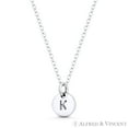 thumbnail image 2 of Initial Letter "K" Engraved Tiny 11x8mm (0.4"x0.3") Circle Pendant & Chain Necklace in .925 Sterling Silver, 2 of 3