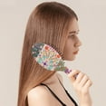 thumbnail image 3 of Retro Pattern Hair Brush, Bohemian Floral Paddle Detangler with Wooden Handle, Suitable for All Hair Types, Girls, Women, Kids, 3 of 8