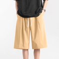 thumbnail image 2 of Ymyiu Men's Shorts Casual Men's Casual Shorts Drawstring Summer Beach Stretch Golf Shorts with Pockets Size L(Khaki, L), 2 of 9