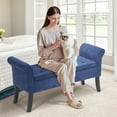 thumbnail image 4 of Magshion 51" Storage Ottoman Bench, Upholstered Tufted Bedroom Bench with Rolled Arms, Large Storage Chest for Living Room, Entryway, Dorm, Navy Blue, 4 of 9