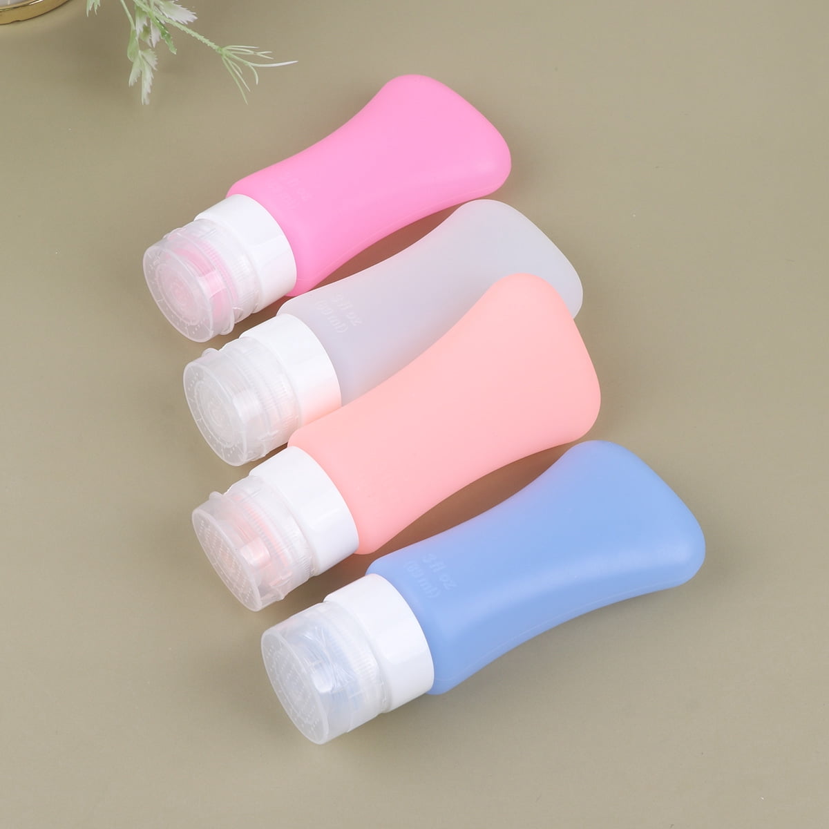 FONDOTIN 4Pcs Silicone Dispense Bottles Leakproof Refillable Travel Containers White Orange 60ml