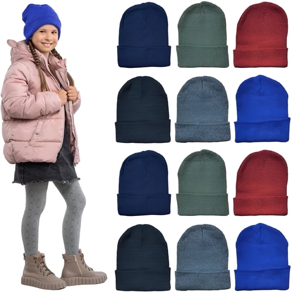 TELOLY Yacht and Smith 12 Pack of Winter Beanie Hats Bulk for Men Women Kids, Wholesale Winter Hat Beanies, Beanies for Girls