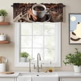 thumbnail image 2 of Coffee Beans Valance Curtain for Windows Modern Hot Coffee Cinnamon Rolls Rod Pocket Curtain Valances Short Window Treatments Panels for Kitchen Bathroom Laundry Room Basement 56 x 16 Inch, 2 of 9