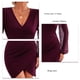 thumbnail image 5 of Vestido ajustado con escote en V, mangas farol y dobladillo cruzado en color rojo vino para mujer, talla S, 5 of 6