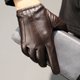 thumbnail image 1 of Guantes de cuero para hombre, otoño e invierno, terciopelo grueso, cálido, para conducir, motocicleta, pantalla táctil, guantes de piel de oveja superior, 1 of 5