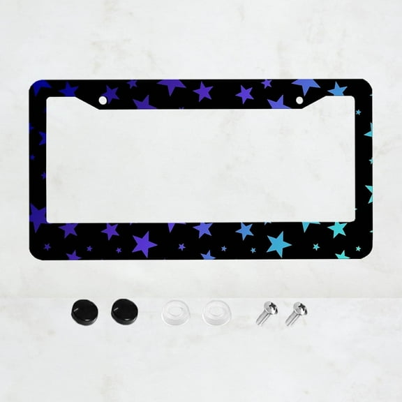 Purple Star Style License Plate Frame Aluminium Rust-Proof Auto Parts License Plate Decorative Screws Fit Standard 2 Holes 1Pc U.S. License Plate, 12.2x 6.3 inch