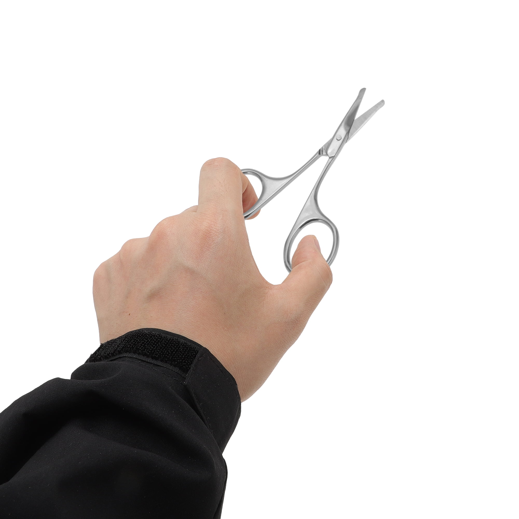 Unique Bargains Portable Oval Handle Eyebrow Scissor Silver Tone 1 Piece for Grooming