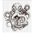 thumbnail image 3 of Ambesonne Anchor Shower Curtain, Octopus Tattoo Design, 69"Wx70"L, Brown and White, 3 of 3