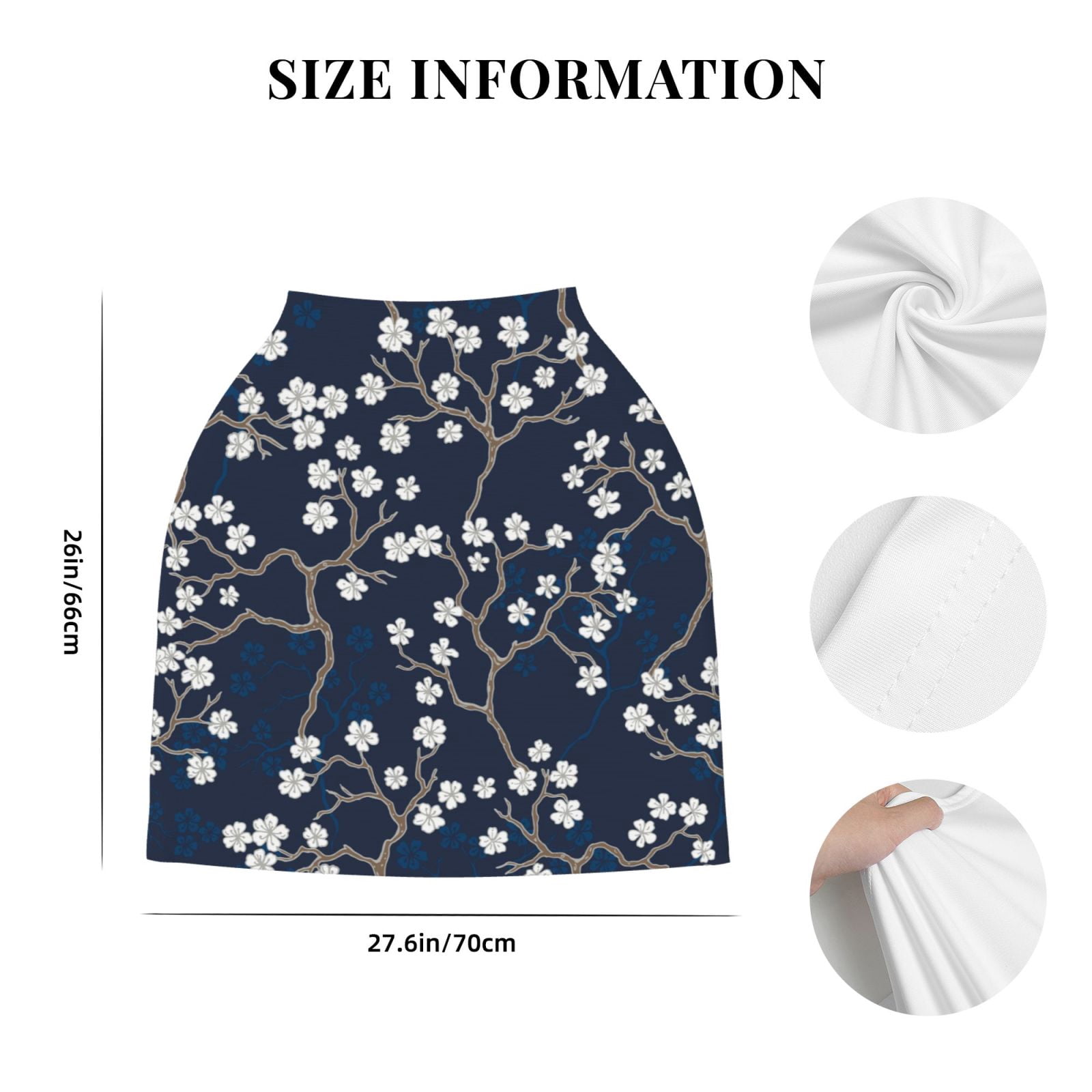 Fotbe Cherry Blossoms on Navy Background Pattern Car Seat Covers for Babies, Nursing Breastfeeding Cover Infant Carseat Canopy, Soft Stretchy Carrier Cover