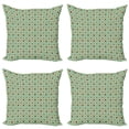 thumbnail image 1 of Abstract Throw Pillow Cushion Case Pack of 4, Retro Circles on Round Rings Vintage Geometric Design, Modern Accent Double-Sided Print, 4 Sizes, Sea Green Multicolor, by Ambesonne, 1 of 2