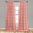 thumbnail image 5 of Ambesonne Plaid Curtains, Retro-Modern Checkered, Pair of 28"x84", Orange White, 5 of 5